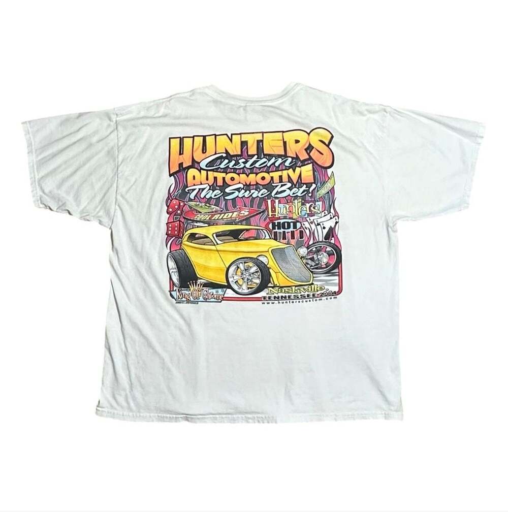 Vintage 2004 Hunter's Custom Automotive Auto Expo Hot Rod Graphic T-Shirt